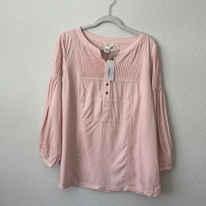 Sundance Catalog romantic pink blouse with pleats NWT